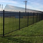 Tall Black Outward Bending Speartop Aluminum Fence