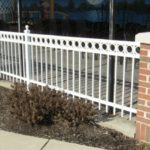 Flattop Railing in White with Circles and Ballcaps on Posts