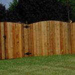 Solid Board Roll Top Privacy Fence with Double Drive Gate