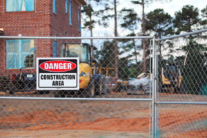 construction fence protecting construction site