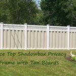 PVC Lattice Top Shadowbox Privacy White Frame with Tan Boards