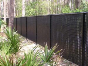 Black Vinyl Coated Chain Link with Black Privacy Slats